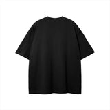 Black short-sleeved Rodgers Fundamentals Graphic Tee displayed in inches and centimeters