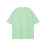 Mint green Rodgers Fndmntls Graphic Tee displayed in inches and centimeters