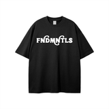 Black T-shirt with white lettering from Rodgers Fndmntls Graphic Tee collection