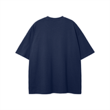 Navy blue Rodgers Fndmntls Graphic Tee in inches and centimeters display