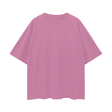 Pink short-sleeved T-shirt with drop shoulder and oversize deep drop design