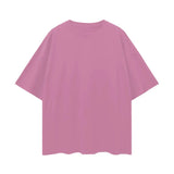 Pink short-sleeved T-shirt with drop shoulder and oversize deep drop design