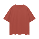 Reddish-brown oversize deep drop shoulder T-shirt with short sleeves from Oversize Deep Drop Black Tee collection