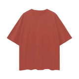 Reddish-brown oversize deep drop shoulder T-shirt with short sleeves from Oversize Deep Drop Black Tee collection