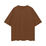 Brown oversized T-shirt with deep drop shoulder in oversize deep drop style