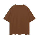Brown oversized T-shirt with deep drop shoulder in oversize deep drop style