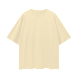 Plain short-sleeved light yellow oversize deep drop shoulder T-shirt for women