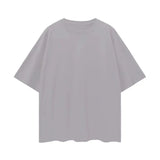 Gray short-sleeved oversize deep drop shoulder T-shirt from Oversize Deep Drop Black Tee