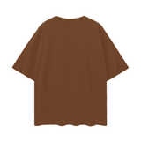 Brown short-sleeved Oversize Deep Drop Black Tee with drop shoulder design