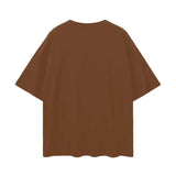 Brown short-sleeved Oversize Deep Drop Black Tee with drop shoulder design