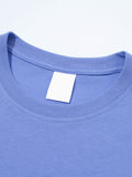 Periwinkle Oversize Deep Drop Black Tee with drop shoulder and blank white label