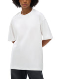 White oversized t-shirt with deep drop shoulder from Oversize Deep Drop Black Tee collection