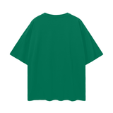 Green short-sleeved oversize deep drop shoulder T-shirt for modern casual style