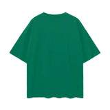 Green short-sleeved oversize deep drop shoulder T-shirt for modern casual style