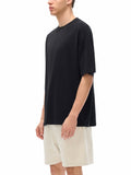 Black oversized t-shirt with deep drop shoulder design from Oversize Deep Drop Black Tee collection