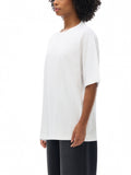 White oversized t-shirt with deep drop shoulder and oversize deep drop design