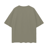 Olive-green oversize deep drop shoulder T-shirt with short sleeves for casualwear