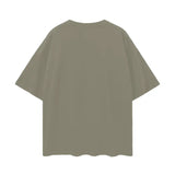 Olive-green oversize deep drop shoulder T-shirt with short sleeves for casualwear