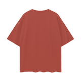 Reddish-brown oversize deep drop shoulder T-shirt with drop shoulder design