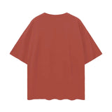 Reddish-brown oversize deep drop shoulder T-shirt with drop shoulder design