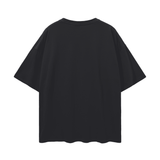 Black short-sleeved Oversize Deep Drop T-Shirt with drop shoulder design