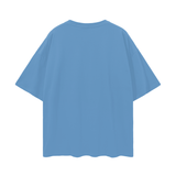 Blue short-sleeved T-shirt with drop shoulder design in Oversize Deep Drop Black Tee collection