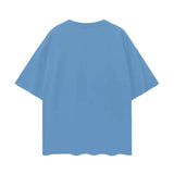 Blue short-sleeved T-shirt with drop shoulder design in Oversize Deep Drop Black Tee collection