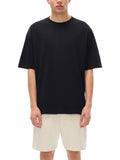 Black oversized T-shirt with drop shoulder and deep drop shoulder design