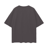 Gray short-sleeved Oversize Deep Drop Black Tee with drop shoulder design