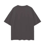 Gray short-sleeved Oversize Deep Drop Black Tee with drop shoulder design