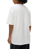 White oversized t-shirt with deep drop shoulder and oversize deep drop fit