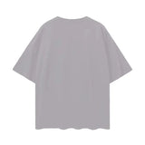 Gray oversize deep drop Black Tee with drop shoulder and short sleeves for casual style