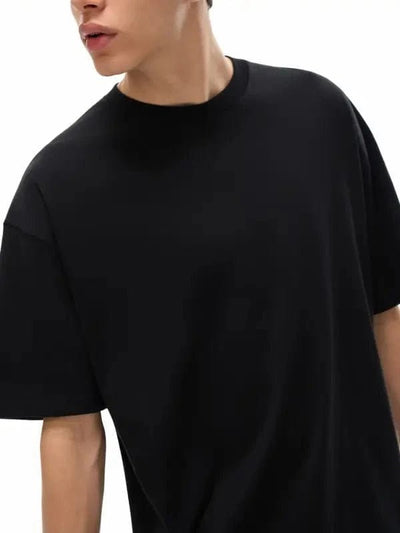 FNDMNTLS. Oversize Deep Drop Blank Tee - Heretic - s Streetwear - Cotton T-shirt - Deep Drop Shoulder -  product_type