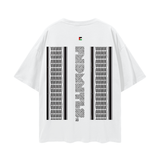 White t-shirt with Palestinian Keffiyeh graphic design, featuring keffiyeh pattern artwork