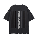 Black t-shirt with vent-like panels from the Palestinian Keffiyeh Graphic Tee collection