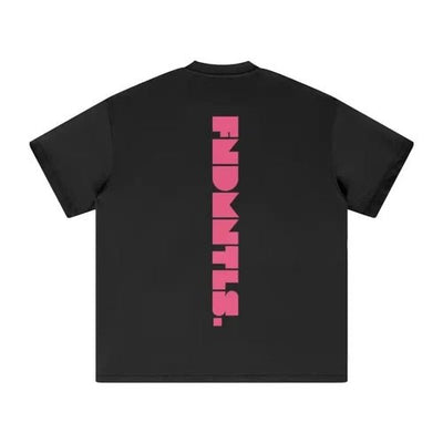 FNDMNTLS. Pink Logo Heavyweight Earth Tone Graphic T-Shirt - Heretic - s Streetwear -  product_type