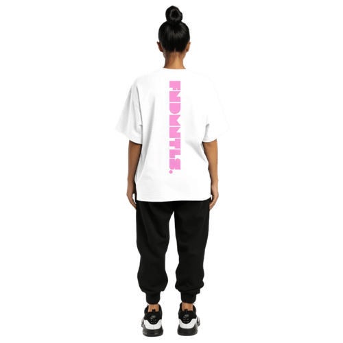 FNDMNTLS. Pink Logo Heavyweight Earth Tone Graphic T-Shirt - Heretic - s Streetwear -  product_type