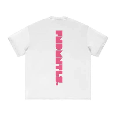 FNDMNTLS. Pink Logo Heavyweight Earth Tone Graphic T-Shirt - Heretic - s Streetwear -  product_type