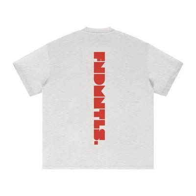 FNDMNTLS. Red Logo Heavyweight Earth Tone Graphic T-Shirt - Heretic - s Streetwear - 100% Cotton Shirt - 305GSM T-Shirt -  product_type