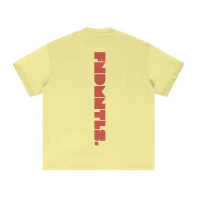 FNDMNTLS. Red Logo Heavyweight Earth Tone Graphic T-Shirt - Heretic - s Streetwear - 100% Cotton Shirt - 305GSM T-Shirt -  product_type