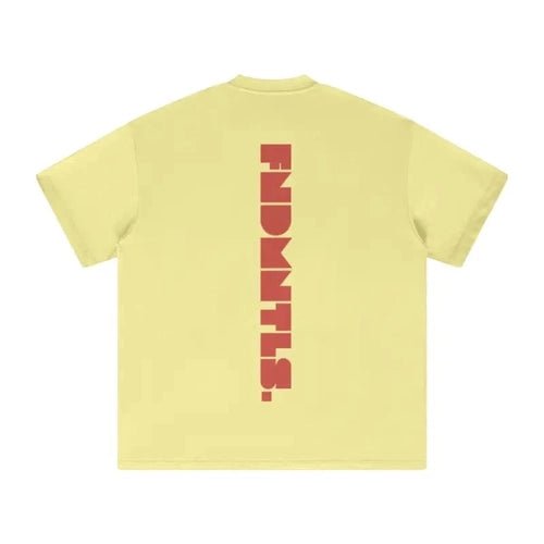 FNDMNTLS. Red Logo Heavyweight Earth Tone Graphic T-Shirt - Heretic - s Streetwear - 100% Cotton Shirt - 305GSM T-Shirt -  product_type