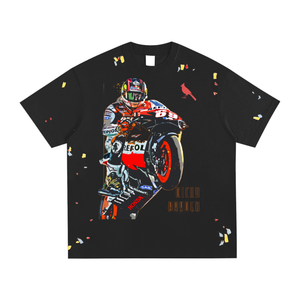 FNDMNTLS. Ricky Hayden Ducatti Paint Splatter Graphic T-Shirt - Black / S - Tshirts