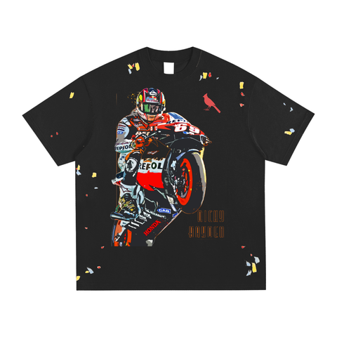 FNDMNTLS. Ricky Hayden Ducatti Paint Splatter Graphic T-Shirt - Black / S - Tshirts