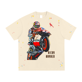 FNDMNTLS. Ricky Hayden Ducatti Paint Splatter Graphic T-Shirt - Light Apricot / S - Tshirts