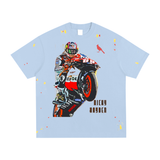 FNDMNTLS. Ricky Hayden Ducatti Paint Splatter Graphic T-Shirt - Light Blue / S - Tshirts