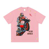 FNDMNTLS. Ricky Hayden Ducatti Paint Splatter Graphic T-Shirt - Pink / S - Tshirts