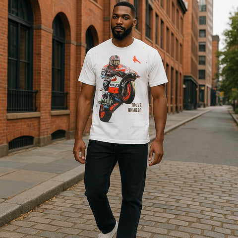 FNDMNTLS. Ricky Hayden Ducatti Paint Splatter Graphic T-Shirt - Tshirts