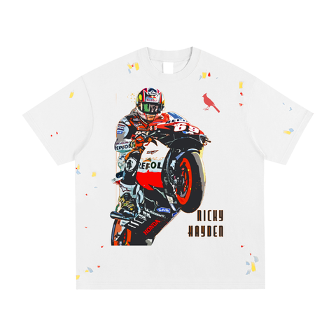 FNDMNTLS. Ricky Hayden Ducatti Paint Splatter Graphic T-Shirt - Tshirts
