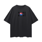 Black Seoul Fndmntls Oversize graphic T-shirt with Korean flag design for style