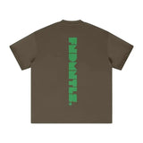 FNDMNTLS. Green Logo Heavyweight Earth Tone Graphic T-Shirt